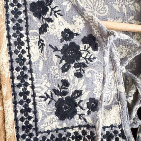 Unsubscribed Cotton Embroidered Mustard Yellow Navy Blue Dress 2 - Picture 9 of 9